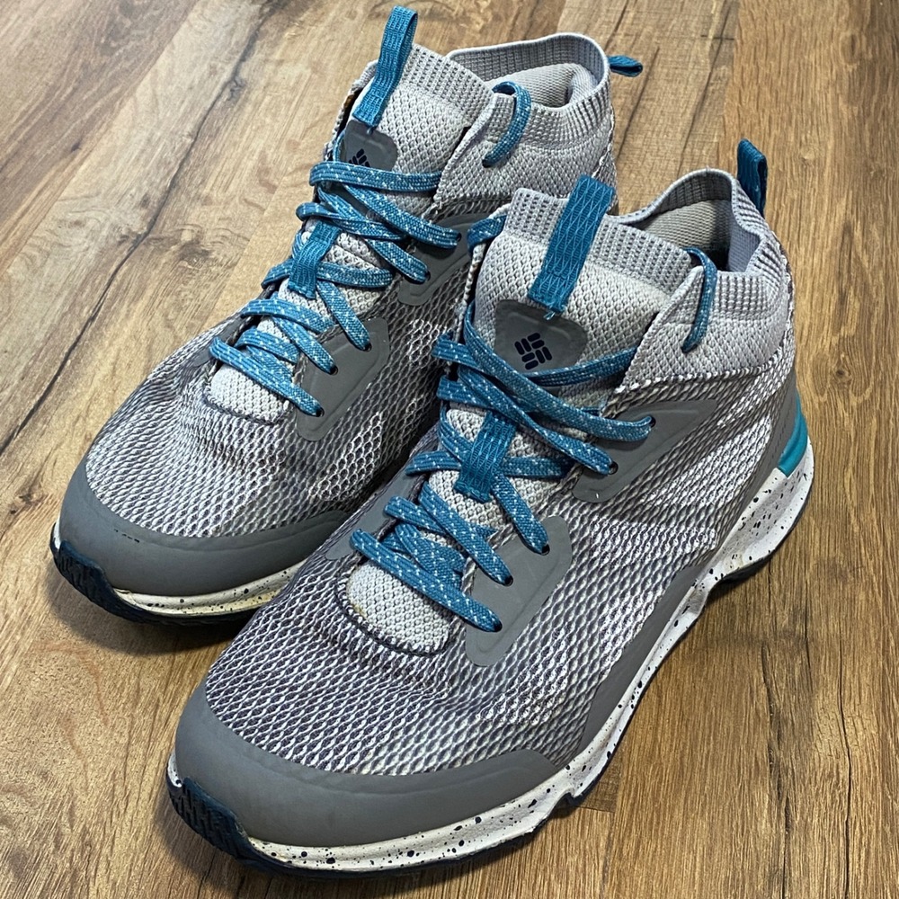 Columbia OutDry Womens Grey Blue Waterproof Hiking Shoes Size 6.5